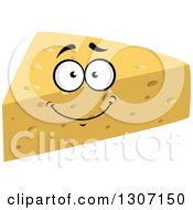Clipart Of A Cartoon Happy Cheese Wedge Character 2 Royalty Free Vector Illustration
