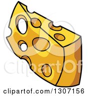 Clipart Of A Cartoon Cheese Wedge 2 Royalty Free Vector Illustration
