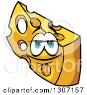 Clipart Of A Cartoon Blue Eyed Cheese Wedge Character Royalty Free Vector Illustration