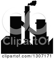 Clipart Of A Black Silhouetted Refinery Factory 4 Royalty Free Vector Illustration