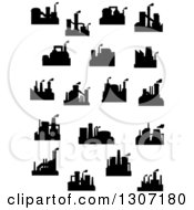 Poster, Art Print Of Black Silhouetted Refinery Factories