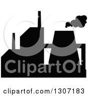 Clipart Of A Black Silhouetted Refinery Factory 14 Royalty Free Vector Illustration