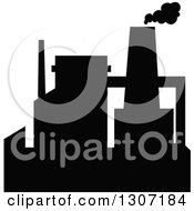 Clipart Of A Black Silhouetted Refinery Factory 12 Royalty Free Vector Illustration