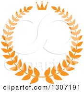 Clipart Of An Orange Laurel Wreath With A Luxury Crown 2 Royalty Free Vector Illustration