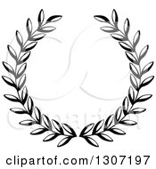 Clipart Of A Black And White Laurel Wreath 13 Royalty Free Vector Illustration