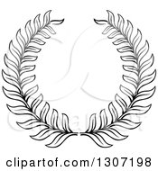 Clipart Of A Black And White Laurel Wreath 14 Royalty Free Vector Illustration