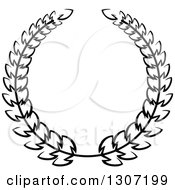 Clipart Of A Black And White Laurel Wreath 15 Royalty Free Vector Illustration