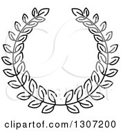 Clipart Of A Black And White Laurel Wreath 16 Royalty Free Vector Illustration
