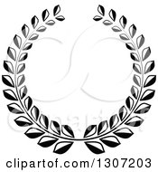 Clipart Of A Black And White Laurel Wreath 9 Royalty Free Vector Illustration
