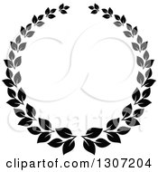 Clipart Of A Black And White Laurel Wreath 10 Royalty Free Vector Illustration