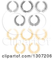 Poster, Art Print Of Black And White And Orange Laurel Wreaths 4