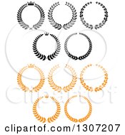 Clipart Of Black And White And Orange Laurel Wreaths 3 Royalty Free Vector Illustration