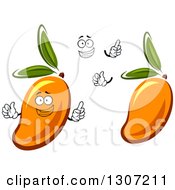 Poster, Art Print Of Cartoon Happy Face Hands And Mango Fruits