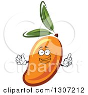 Clipart Of A Cartoon Mango Character Holding Up A Finger Royalty Free Vector Illustration