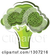 Clipart Of A Cartoon Head Of Broccoli Royalty Free Vector Illustration