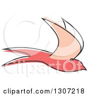 Clipart Of A Sketched Flying Pink Swallow Bird 2 Royalty Free Vector Illustration