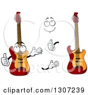 Poster, Art Print Of Cartoon Face Hands And Electric Guitars