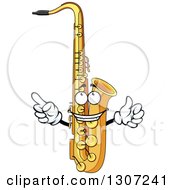 Clipart Of A Cartoon Saxophone Character Holding Up A Thumb And Finger Royalty Free Vector Illustration
