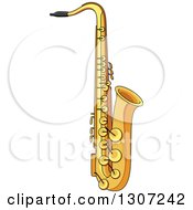 Clipart Of A Cartoon Saxophone Royalty Free Vector Illustration