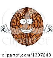 Clipart Of A Cartoon Walnut Character Giving Thumbs Up Royalty Free Vector Illustration