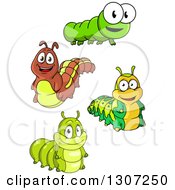 Poster, Art Print Of Cartoon Smiling Caterpillars
