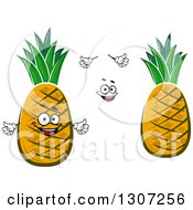 Clipart Of A Cartoon Face Hands And Pineapples Royalty Free Vector Illustration