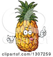 Poster, Art Print Of Goofy Pineapple Character Sticking Its Tongue Out And Holding Up A Finger