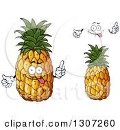 Clipart Of A Cartoon Face Hands And Pineapples 2 Royalty Free Vector Illustration