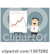 Poster, Art Print Of Flat Modern White Businessman Discussing A Growth Chart