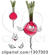 Poster, Art Print Of Cartoon Face Hands And Radishes
