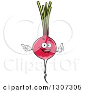 Clipart Of A Cartoon Radish Character Pointing Royalty Free Vector Illustration