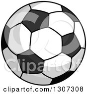 Clipart Of A Cartoon Grayscale Soccer Ball 2 Royalty Free Vector Illustration