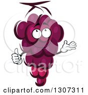 Clipart Of A Cartoon Happy Purple Grapes Character Giving A Thumb Up Royalty Free Vector Illustration