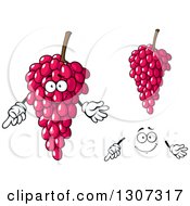 Clipart Of A Cartoon Happy Face And Purple Grapes Royalty Free Vector Illustration