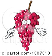 Clipart Of A Cartoon Happy Purple Grapes Character Pointing Royalty Free Vector Illustration