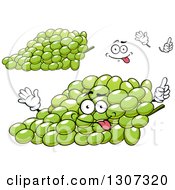 Clipart Of A Happy Face Hands And Cartoon Green Grapes Royalty Free Vector Illustration