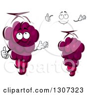 Clipart Of A Cartoon Happy Face And Purple Grapes 2 Royalty Free Vector Illustration