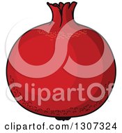 Clipart Of A Cartoon Pomegranate Royalty Free Vector Illustration