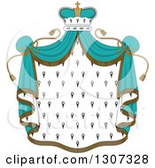 Clipart Of A Crown And Patterned Royal Mantle With Turquoise Drapes Royalty Free Vector Illustration