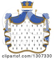 Poster, Art Print Of Crown And Patterned Royal Mantle With Blue Drapes