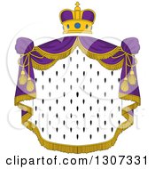 Poster, Art Print Of Crown And Patterned Royal Mantle With Purple Drapes