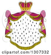 Crown And Patterned Royal Mantle With Pink Drapes