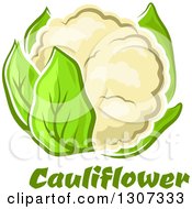 Clipart Of A Cartoon White Cauliflower Over Text Royalty Free Vector Illustration