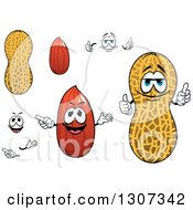 Clipart Of A Cartoon Faces Hands Peanuts And Shells Royalty Free Vector Illustration