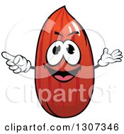 Clipart Of A Cartoon Pointing Happy Peanut Royalty Free Vector Illustration
