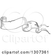 Clipart Of A Black And White Sketched Vintage Styled Blank Ribbon Banner 9 Royalty Free Vector Illustration