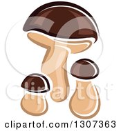 Poster, Art Print Of Cartoon Brown Mushrooms