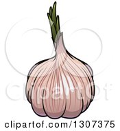 Clipart Of A Cartoon Pink Garlic Bulb Royalty Free Vector Illustration