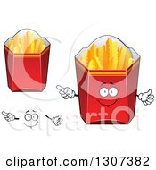 Poster, Art Print Of Cartoon Face Hands And Red Boxes Of Crinkle French Fries
