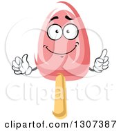 Clipart Of A Cartoon Pink Popsicle Character Royalty Free Vector Illustration